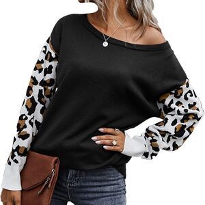Sucrefas BLeopard Color Block Knit Sweater Womens L Soft Casual Pullover Top